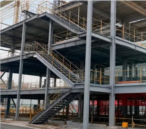 Completed steel stairs and handrails